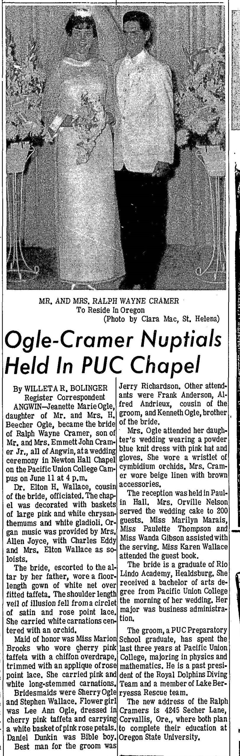 Napa newlyweds from 1967